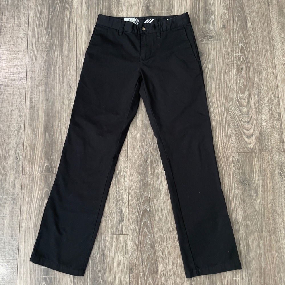 Volcom Stone Corpo Class Collection Black Chino Pants Straight Leg Womens 28